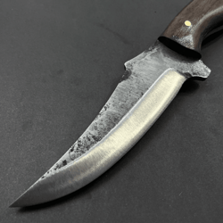 hand-forged 5160 bushcraft hunting knife | 10" custom engraved outdoor blade with walnut handle + leather sheath