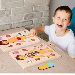 montessori puzzles busy board, teaching human body parts for childrens learning