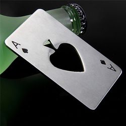 stainless steel poker card bottle can opener, credit card size metal bar tool for beer & restaurant use