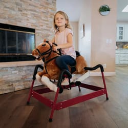 vintage rocking horse toy, plush wooden ride with sound for boys & girls