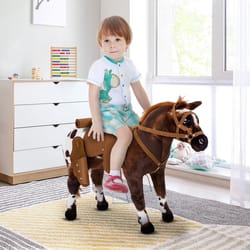 plush ride on horse for girls & boys, interactive toy & perfect gift
