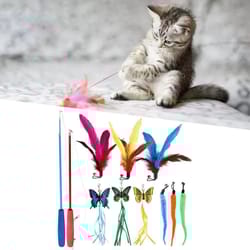 interactive cat feather toy wand