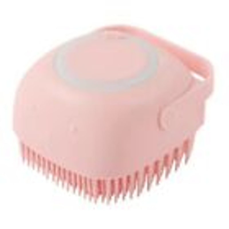Pet Dog Cat Massage Brush Shampoo Dispenser Pink