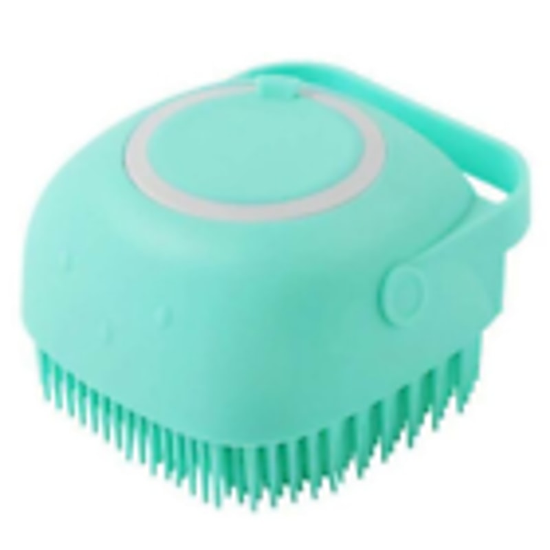 Pet Dog Cat Massage Brush Shampoo Dispenser Blue