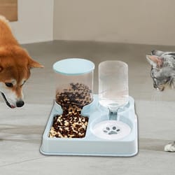 automatic cat feeder & water dispenser set, 2-in-1 tilted gravity pet food and water bowl for cats