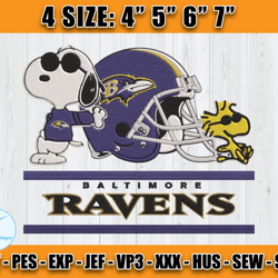 Ravens Embroidery, Snoopy Embroidery, NFL Machine Embroidery Digital, 4 sizes Machine Emb Files-01-Lukas