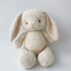 Big bunny from boucle, knitted handmade toy, newborn photo props, teddy bear, posing toy, newborn toy, white bunny