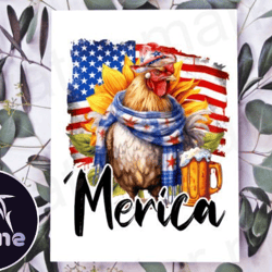 patriotic chicken merica 4th of july png