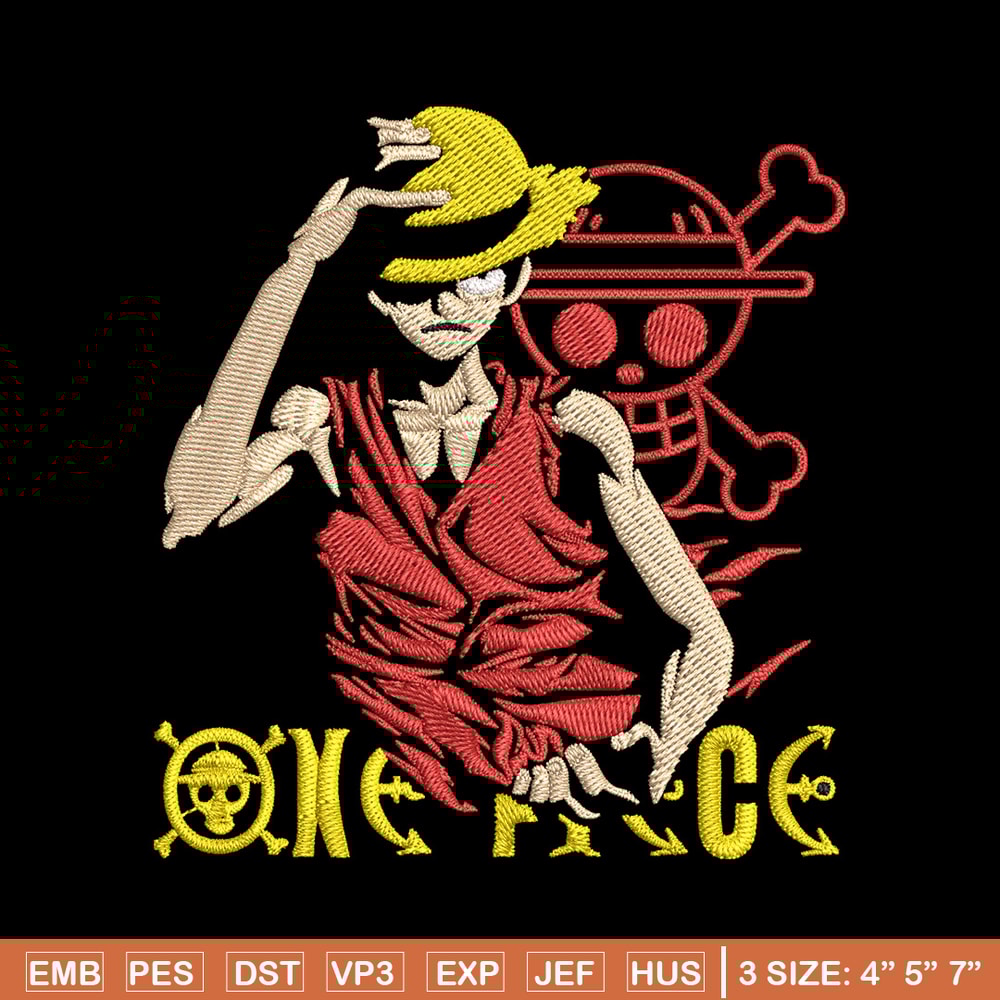 Luffy poster Embroidery Design, One piece Embroidery, Embroidery File, Anime Embroidery, Anime shirt,Digital download..jpg