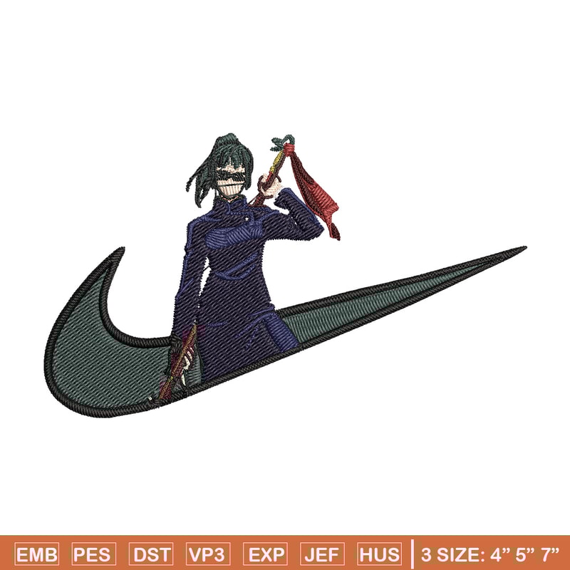 Maki x nike Embroidery Design, Jujutsu Embroidery, Embroidery File, Nike Embroidery, Anime shirt, Digital download.jpg