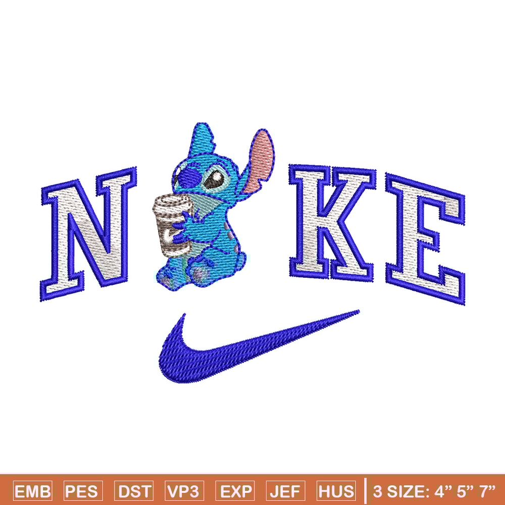Nike stitch coffee embroidery design, Stitch embroidery, Nike design,Embroidery shirt, Embroidery file, Digital download.jpg
