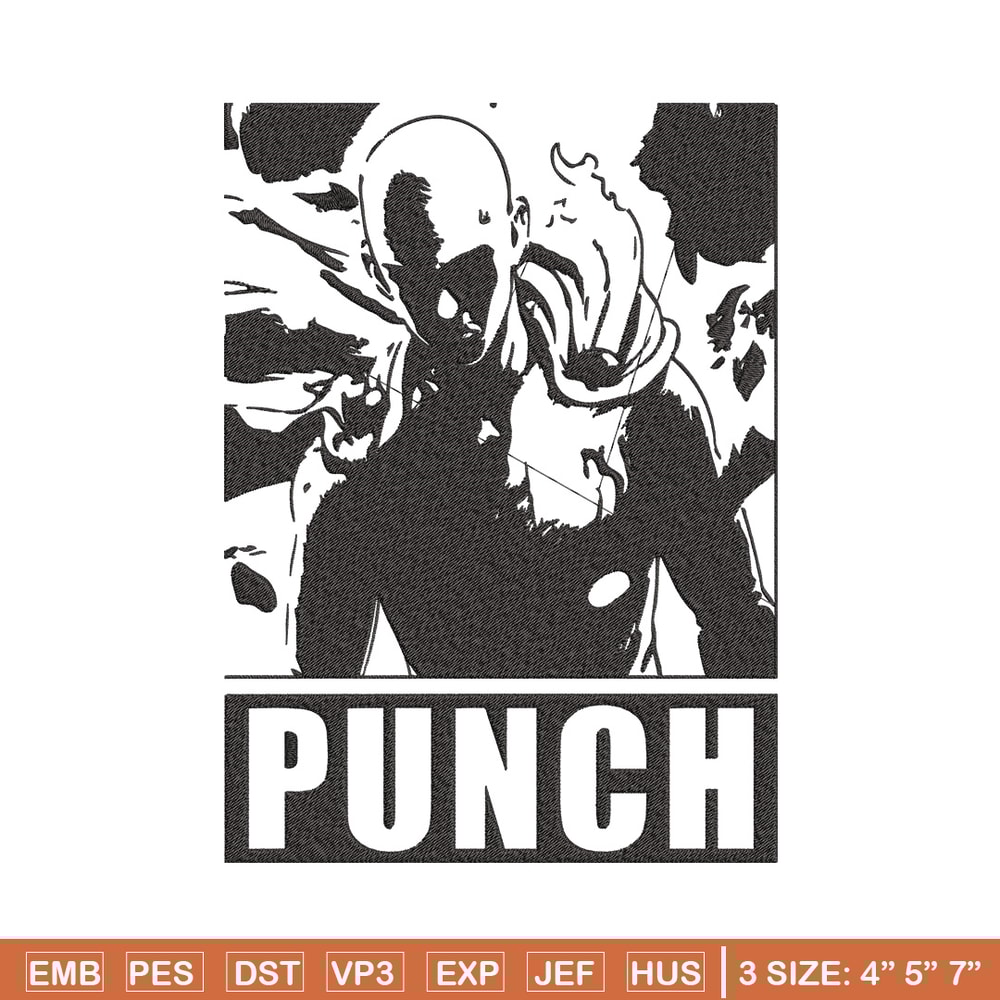Saitama punch Embroidery Design, One punch man Embroidery, Embroidery File,Anime Embroidery,Anime shirt,Digital download.jpg