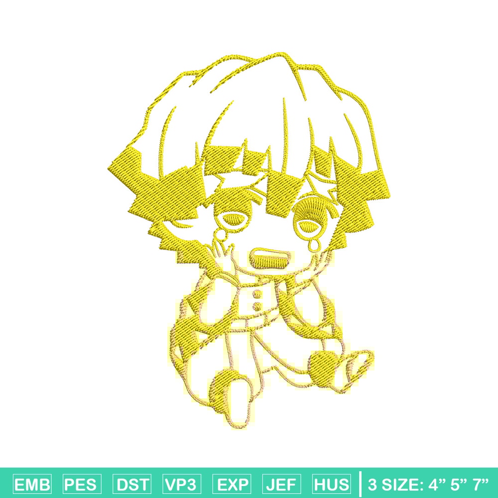 Zenitsu chibi Embroidery Design, Demon slayer Embroidery, Embroidery File, Anime Embroidery, Digital download.jpg
