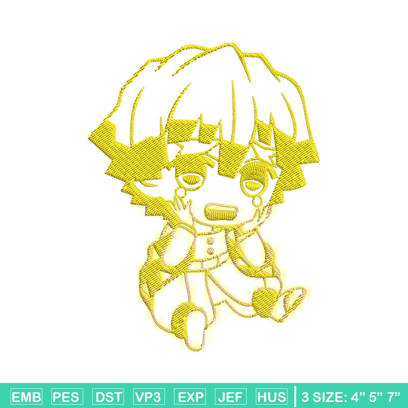 Zenitsu chibi Embroidery Design, Demon slayer Embroidery, Embroidery File, Anime Embroidery, Digital download.jpg