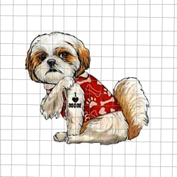 i love mom tattoo shih tzu mom png, funny mother's day png, shih tzu dog mom png, dog mom png