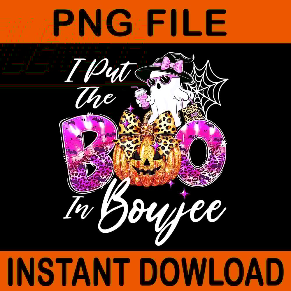 I Put The Boo In Boujee Leopard Ghost Halloween PNG 1