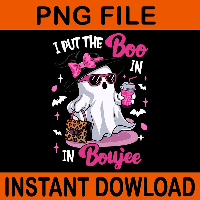 I Put The Boo In Boujee Leopard Ghost Halloween PNG 3