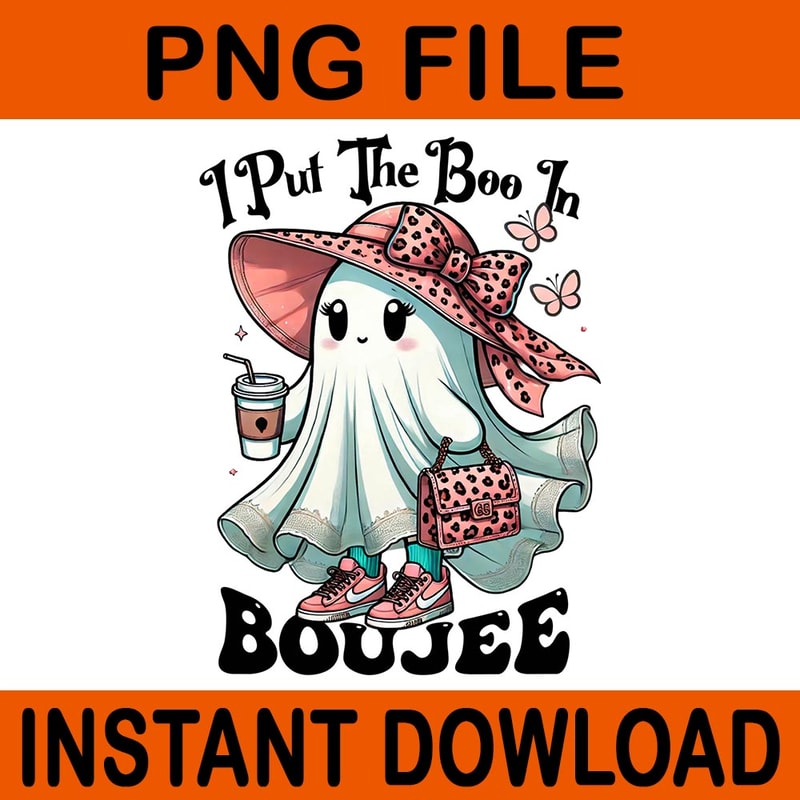 I Put The Boo In Boujee Leopard Ghost Halloween PNG 6