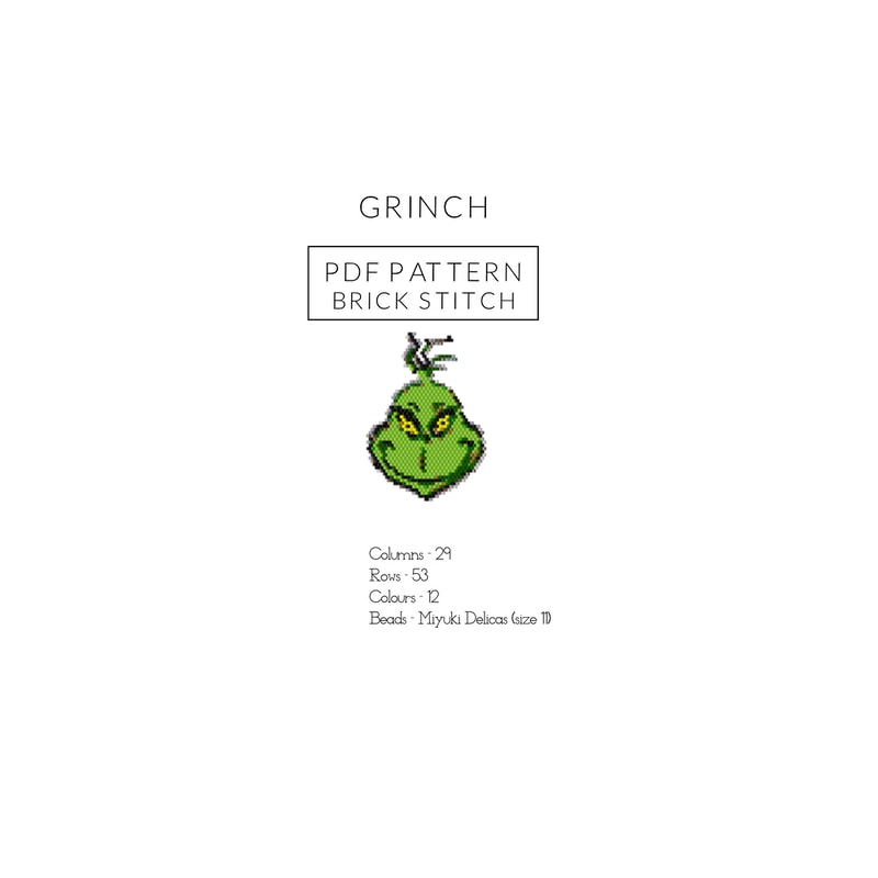 Grinch Bead Pattern Brick Stitch Pattern For Miyuki Delica 110 New Year Christmas Pattern 80 0