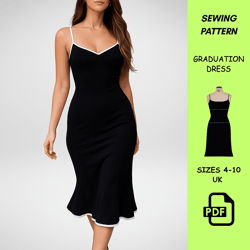 graduation dress sewing pattern + video tutorial pdf – uk sizes 4-10 – digital download please note: this is a digital p