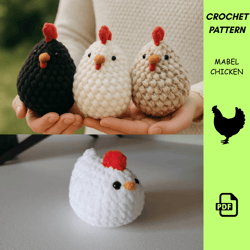 mabel chicken crochet pattern – easy low-sew amigurumi pdf for beginners – soft plush hen – super bulky yarn toy