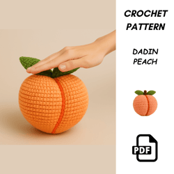 peach crochet pattern pdf | amigurumi fruit plush | summer home decor pillow | digital download