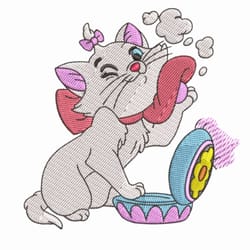 makeup and coffee cute cat marie aristocats embroidery file