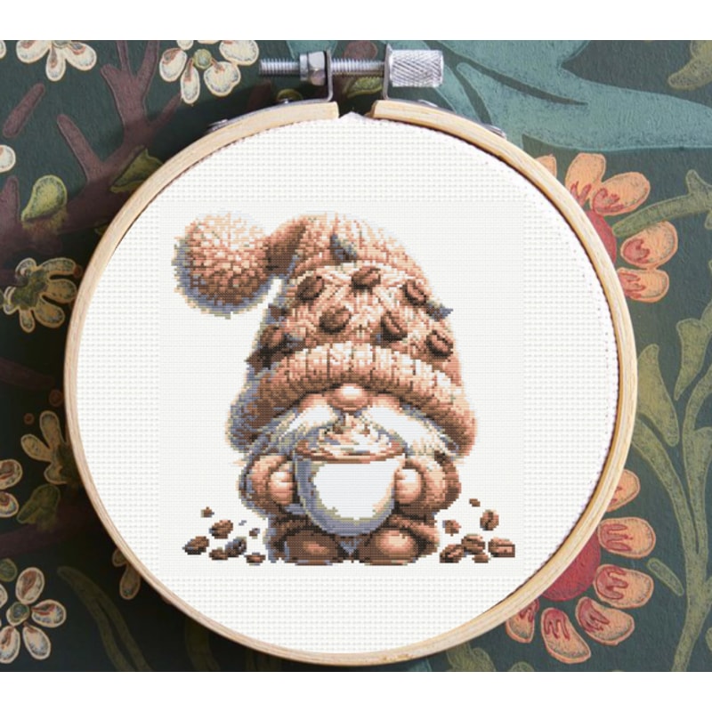 Coffee Lover Gnome Cross Stitch Pattern Instant Download Ctue Gnome 1