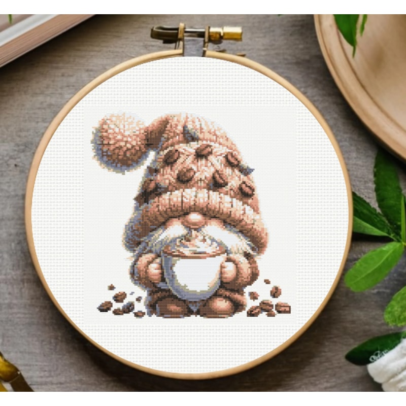 Coffee Lover Gnome Cross Stitch Pattern Instant Download Ctue Gnome 0