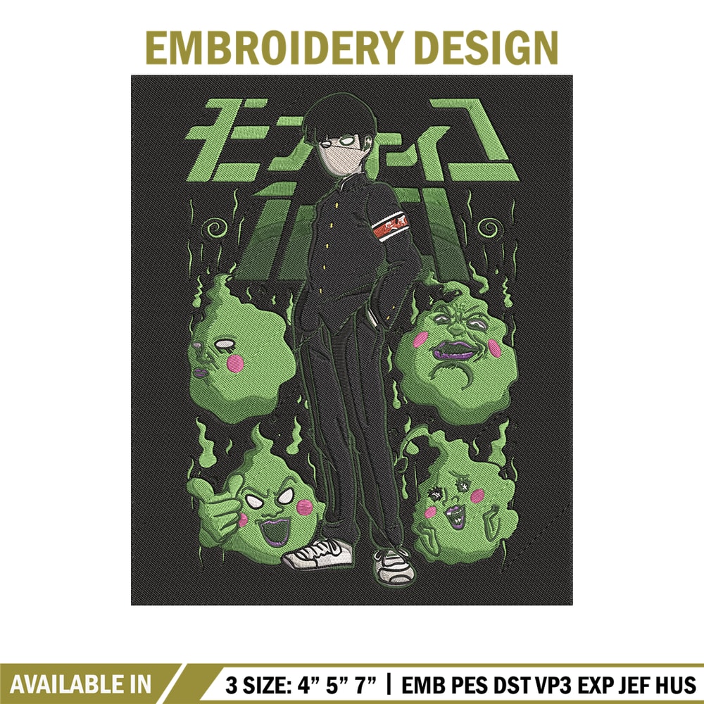 Mob100 poster Embroidery Design, Mob100 Embroidery, Embroidery File, Anime Embroidery, Anime shirt, Digital download.jpg