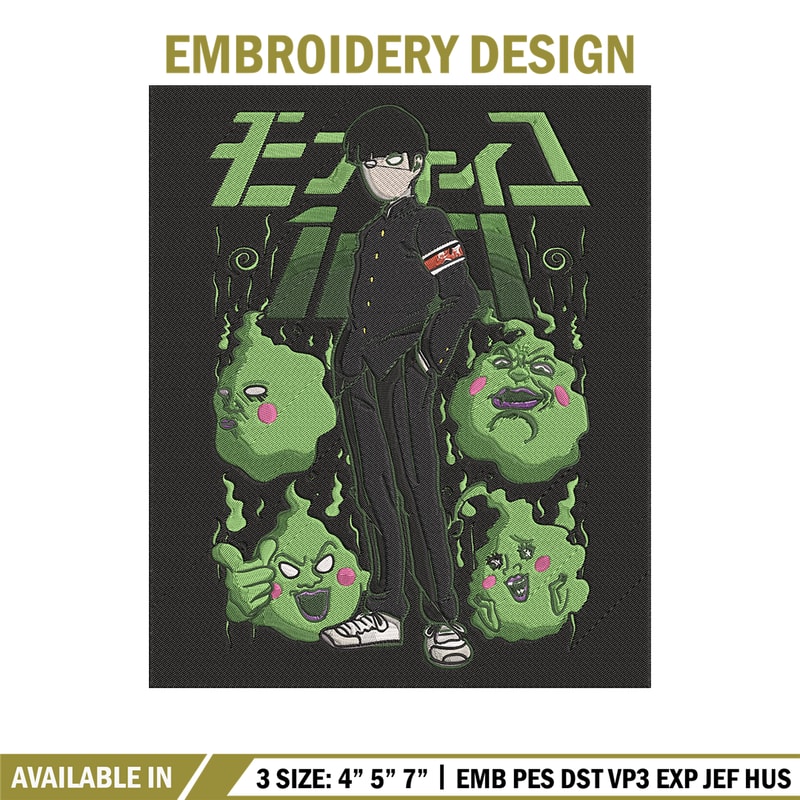 Mob100 poster Embroidery Design, Mob100 Embroidery, Embroidery File, Anime Embroidery, Anime shirt, Digital download.jpg