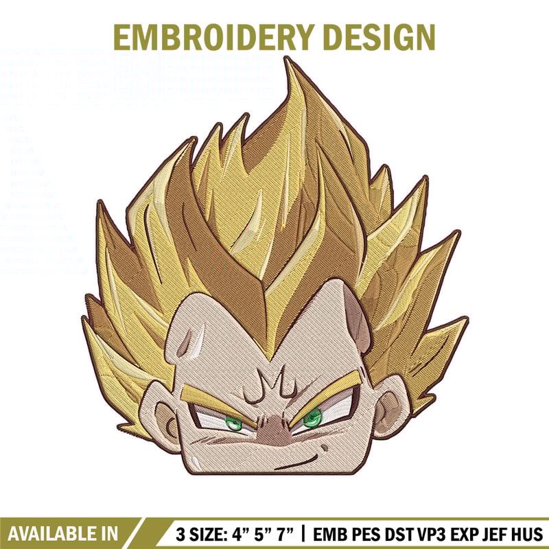Vegeta peeker Embroidery Design, Dragonball Embroidery, Embroidery File, Anime Embroidery, Anime shirt,Digital download.jpg