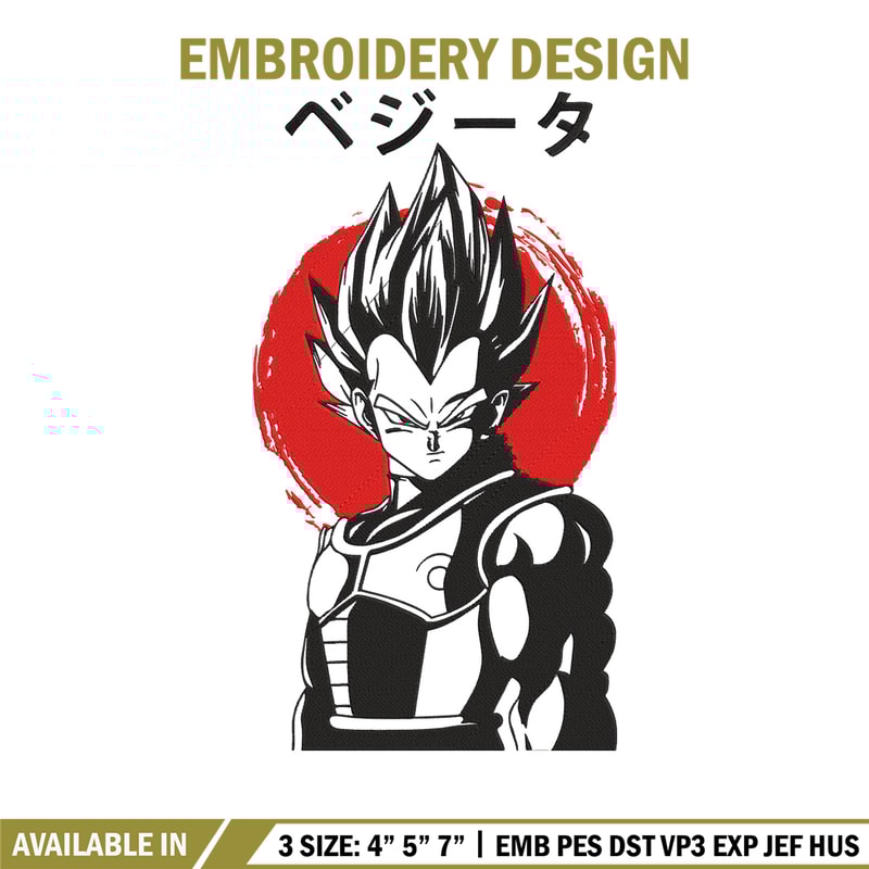 Vegeta poster Embroidery Design, Dragonball Embroidery,Embroidery File, Anime Embroidery, Anime shirt, Digital download.jpg