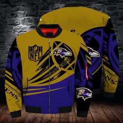 Baltimore Ravens Bomber Jackets Ultra-balls Custom Name, Baltimore Ravens Bomber Jackets, NFL Bomber Jackets