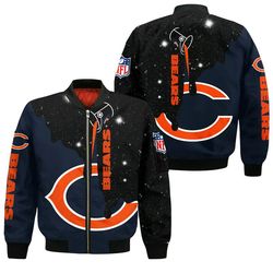 Chicago Bears Bomber Jackets Galaxy Custom Name, Chicago Bears Bomber Jackets, NFL Bomber Jackets