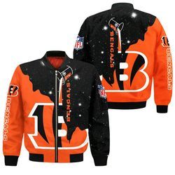 Cincinnati Bengals Bomber Jackets Galaxy Custom Name, Cincinnati Bengals Bomber Jackets, NFL Bomber Jackets