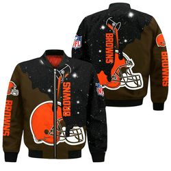 Cleveland Browns Bomber Jackets Galaxy Custom Name, Cleveland Browns Bomber Jackets, NFL Bomber Jackets