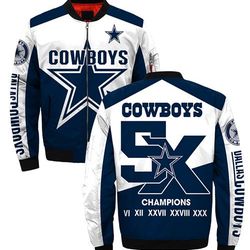 Dallas Cowboys 5X Super Bowl Jacket Custom Name, Dallas Cowboys Bomber Jackets, NFL Bomber Jackets