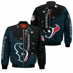 Houston Texans Bomber Jackets Galaxy Custom Name, Houston Texans Bomber Jackets, NFL Bomber Jackets