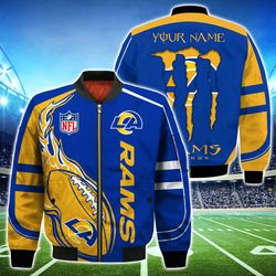 Los Angeles Chargers Bomber Jackets Monster Energy1 Custom Name, Los Angeles Chargers Bomber Jackets, NFL Bomber Jackets