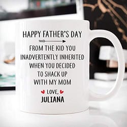 adam store personalized father day mug, happy father s from the kid you inadvertently inherited gifts for dad daughter s