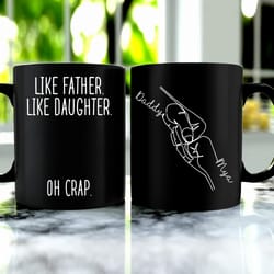 like father like daughter oh crap mug, customized gifts for dad from daughter, funny gifts for dad on birthday christmas