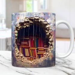 3d book mug wrap 3d bookshelf mug wrap sublimation design 3d book lover mug wrap 11oz and 15oz coffee mug wrap, digital