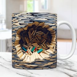 3d book mug wrap, 3d bookshelf mug wrap sublimation design , 3d book lover mug wrap, 11oz and 15oz coffee mug wrap, digi