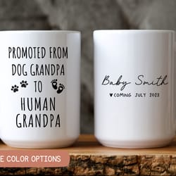 promoted from dog grandpa to human grandpa, custom pregnancy announcement, new grandpa and grandma gift, baby announceme