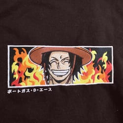 one piece ace portgas inferno embroidered sweatshirt, one piece anime embroider sweatshirt, portgas d ace hoodie embroid