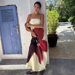 sexy strapless floral beachwear for holiday parties