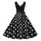 Womens Retro Summer Dress VNeck Polka Dot Pinup Party Dress with Bow Audrey HepburnInspired 50s