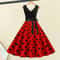 Womens Retro Summer Dress VNeck Polka Dot Pinup Party Dress with Bow Audrey HepburnInspired 50s