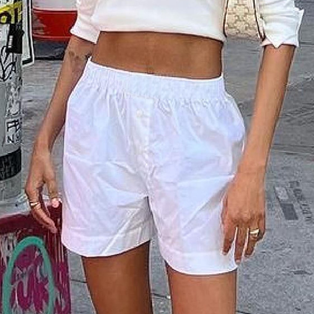 Casual Vintage Shorts for Women High Waist Elastic Waist Striped Print Pajama Pants Beachwear St